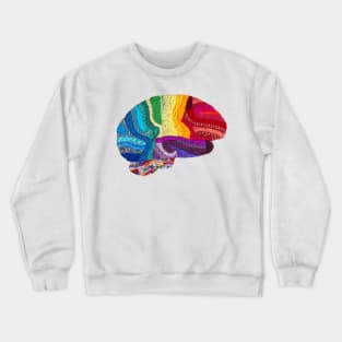 Sampler Brain - Embroidered Look - Rainbow Brain Crewneck Sweatshirt